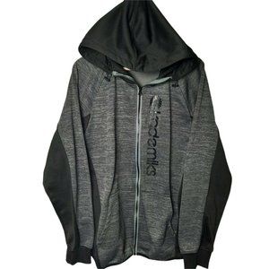 AKADEMIKS Full Zip Hoodie Mens Size Large Fleece Lined Gray and Black Jacket